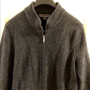 Herman Geist 100% Wool Petite Large Full Zip Mock Collar Jacket Tailored Classic